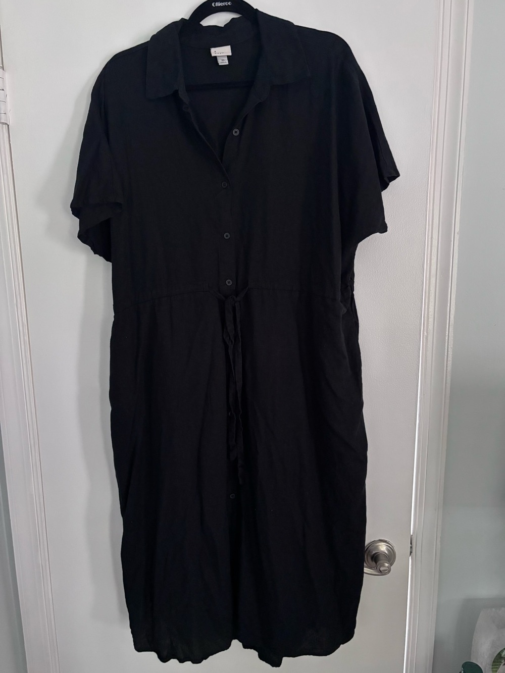 a new day Black Button-Front Midi Shirt Dress